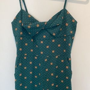lush green gold tan polka dot jumpsuit with pockets. worn once.